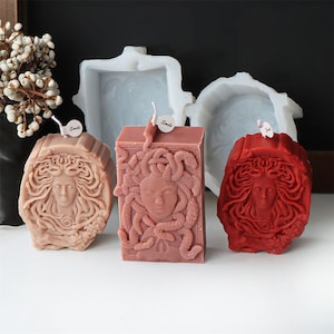 Medusa Head Sculpture Aromatherapy Candle Silicone Mold Snake Head Godness Portrait Plaster Resin Home Craft Mold