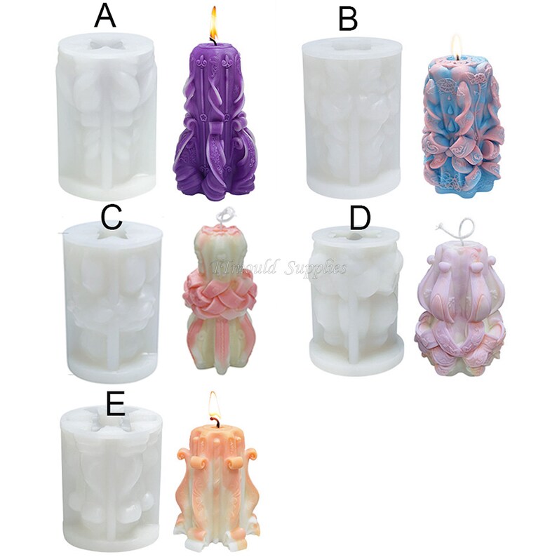 Vine Carving Pillar Aromatherapy Candle Silicone Mold for Handmade Candles Home Aromatherapy Decorations image 4