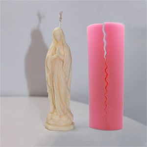 Virgin Mary Scented Candle Mold, Prayer Standing Portrait Silicone Mold, Christian Sculpture Portrait Cement Mold