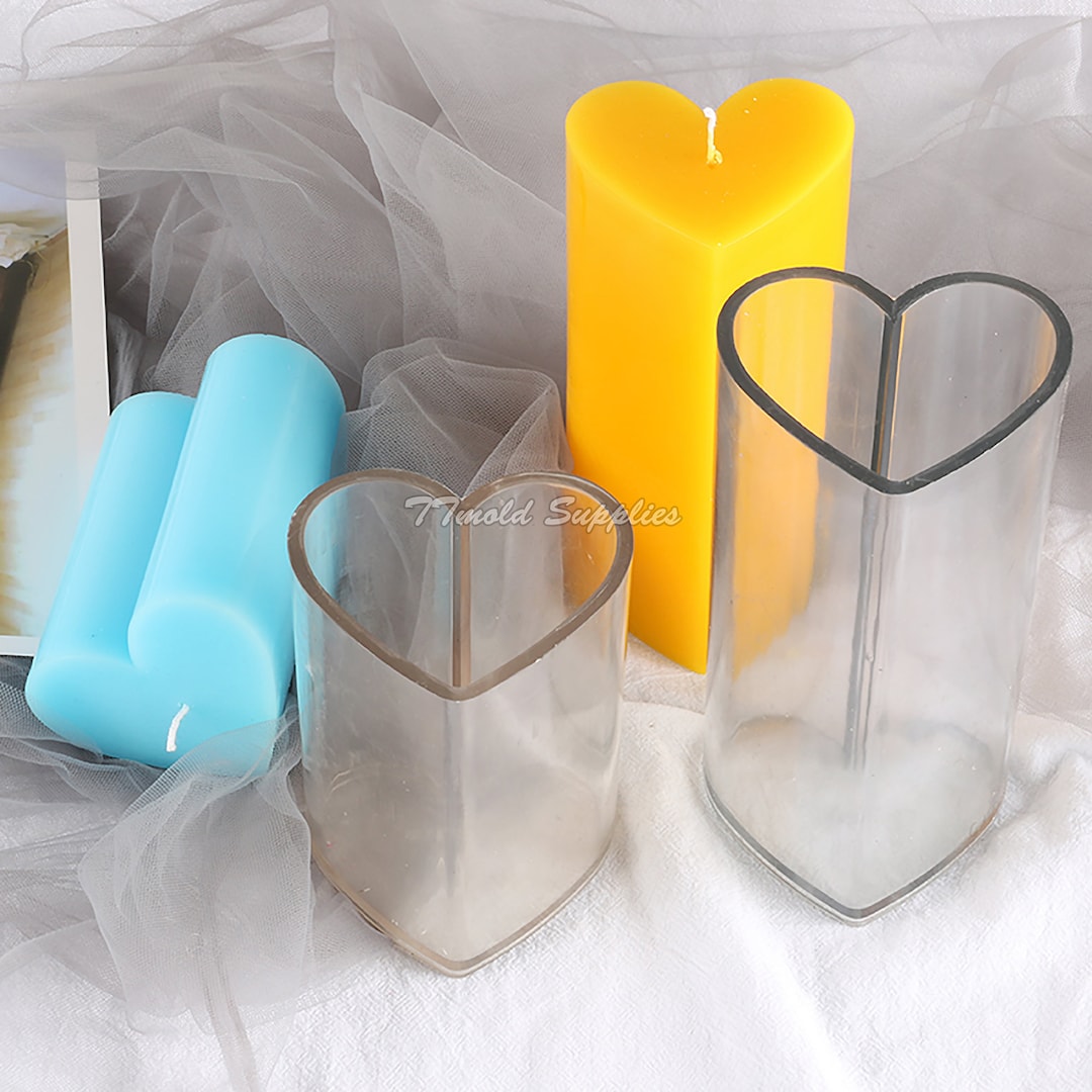 3D Heart Shaped Candle Mold, Geometric Love Plastic Mold, Handmade Soap