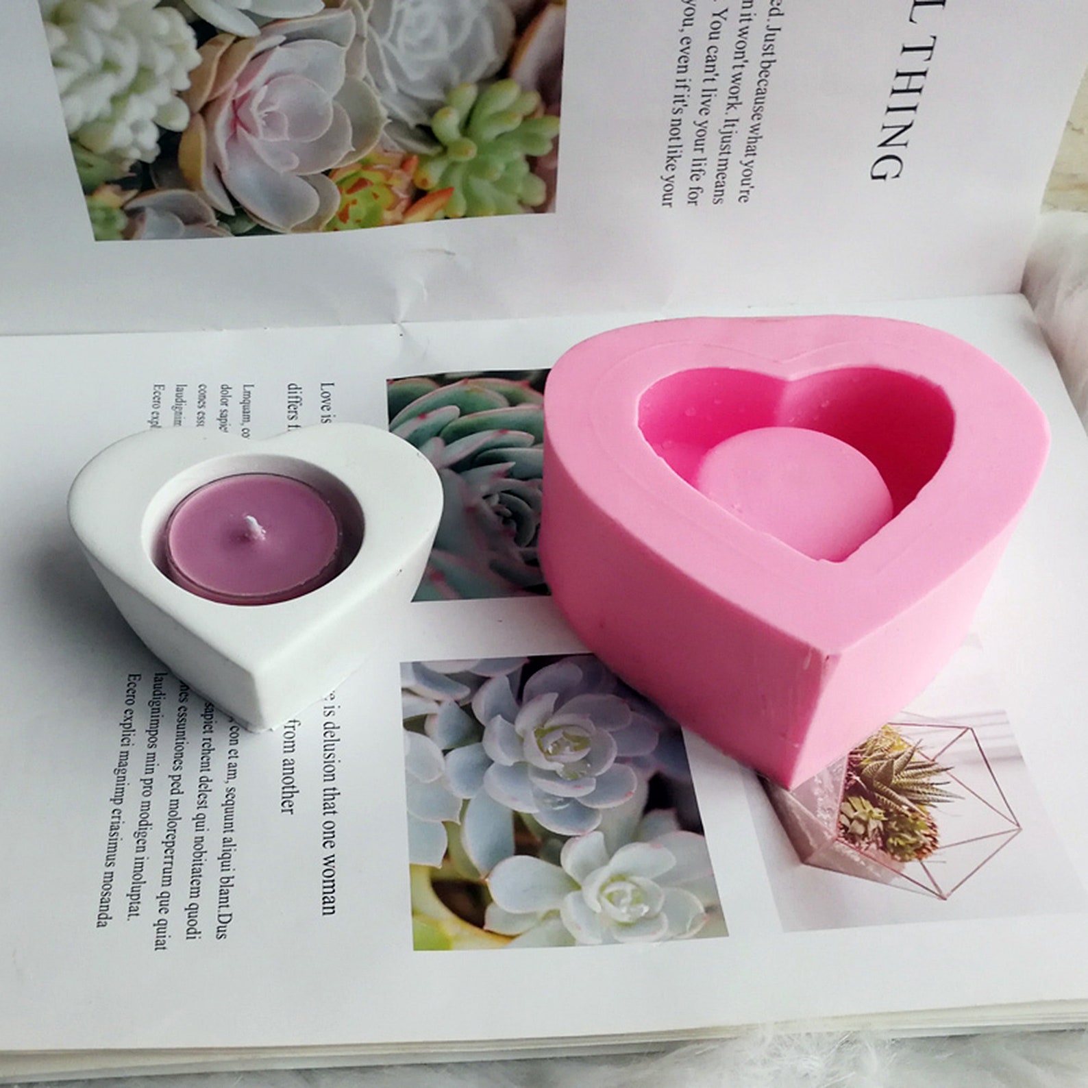 Heart Shaped Candle Cement Candle Holder Silicone Mold Dly Etsy