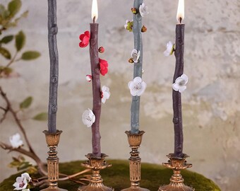 Bamboo Candle Holders, Lot of (8) Flame Cured Moso, 2.5