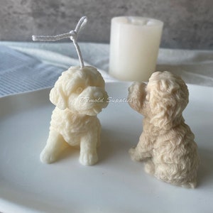 Teddy Poodle Candle Silicone Mold, Puppy Chocolate Candy Mold, Small Animal Plaster Resin Mold,