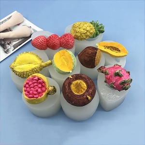 Thailand Luchu Mung Bean Cake Fruit Dessert Chocolate Mold 3D Durian Pomegranate Cake Decoration Baking Mold
