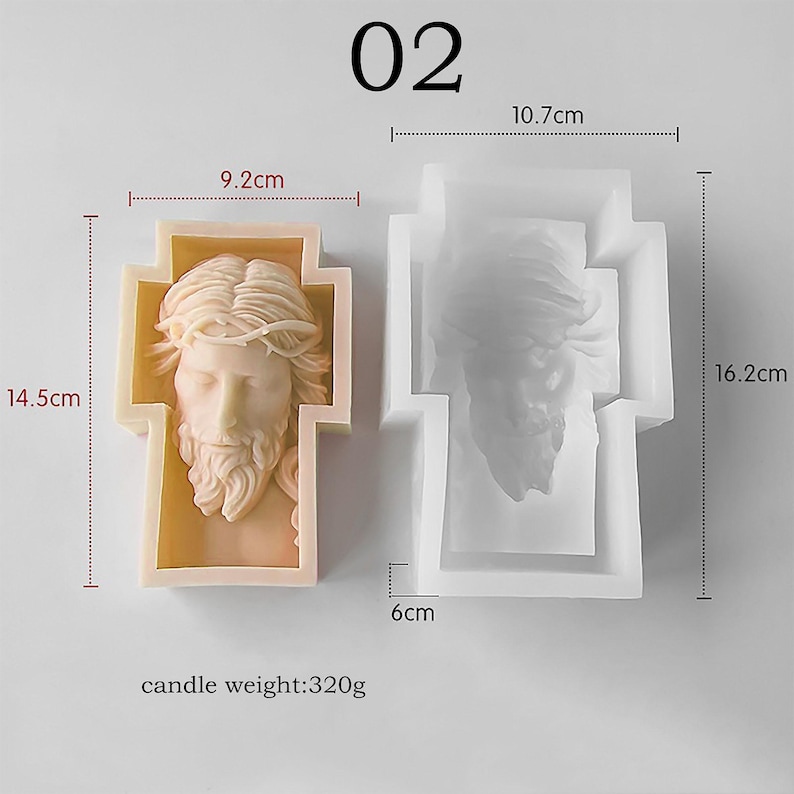 Escultura de cruz de Jesús cristiano, molde de silicona para vela, escultura de busto de Jesús, molde de resina para decoración del hogar B mold