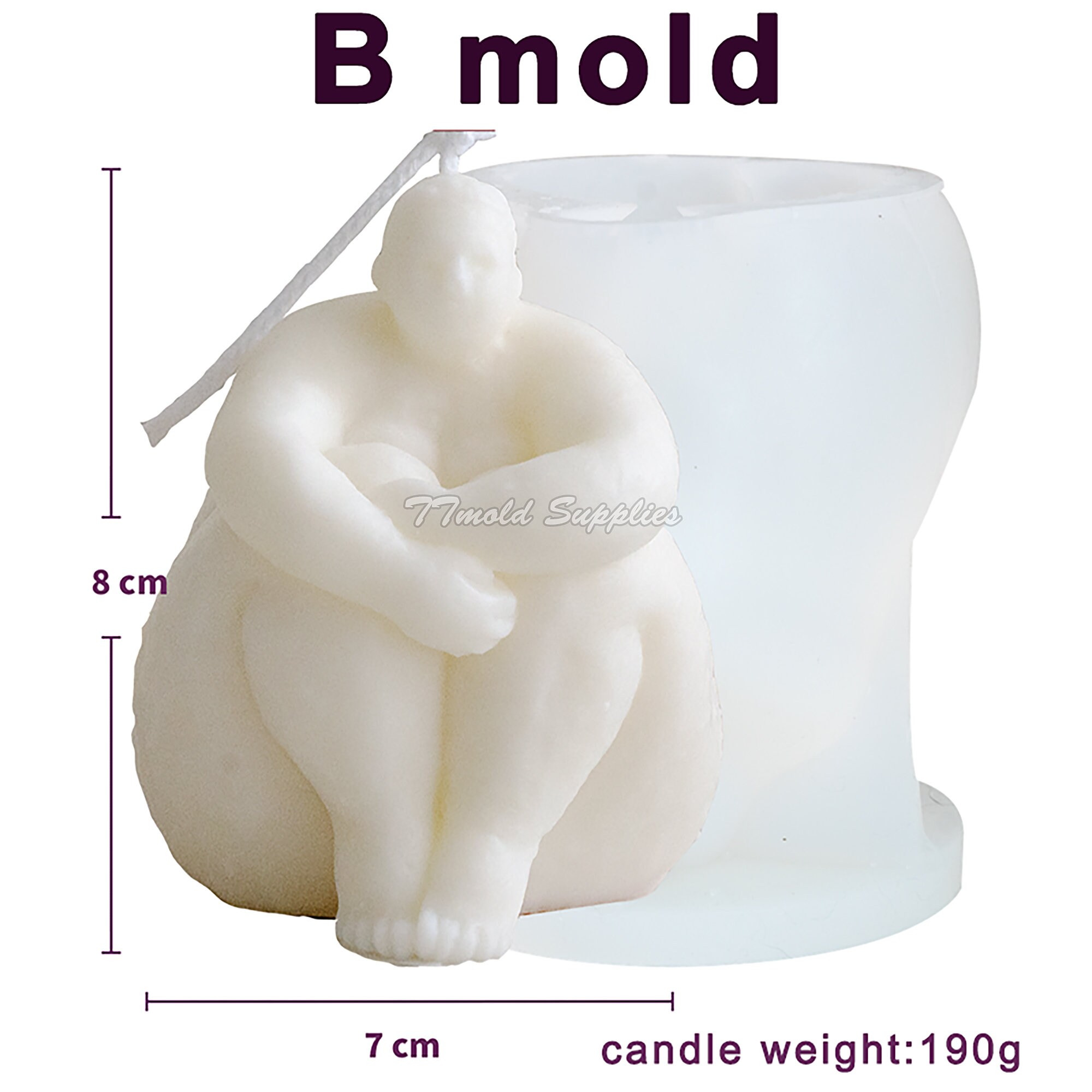 Male Torso Candle Mold, Man Silicone Mold, Crafting Mold, Candle Makin