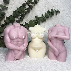 3D Body Candle Silicone Mold, Shy Male and Female Candle Mold, Portrait Handmade Soap Mold
