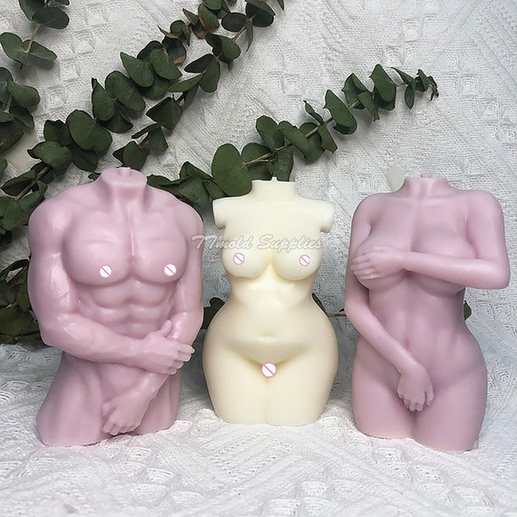 3D  Shy Male and Female Body Candle Mold: DIY Human Portrait  Gypsum Silicone Mold