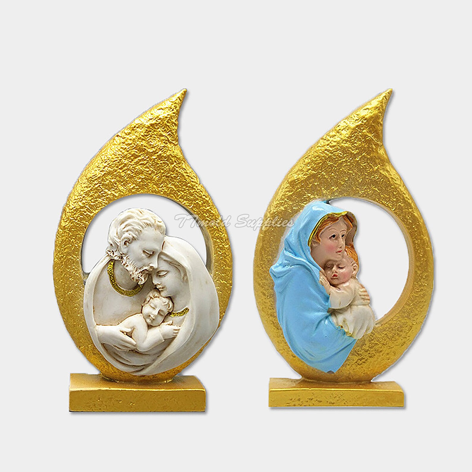 Virgin Mary & Jesus Statue Cement Mold Christian Ornaments Etsy