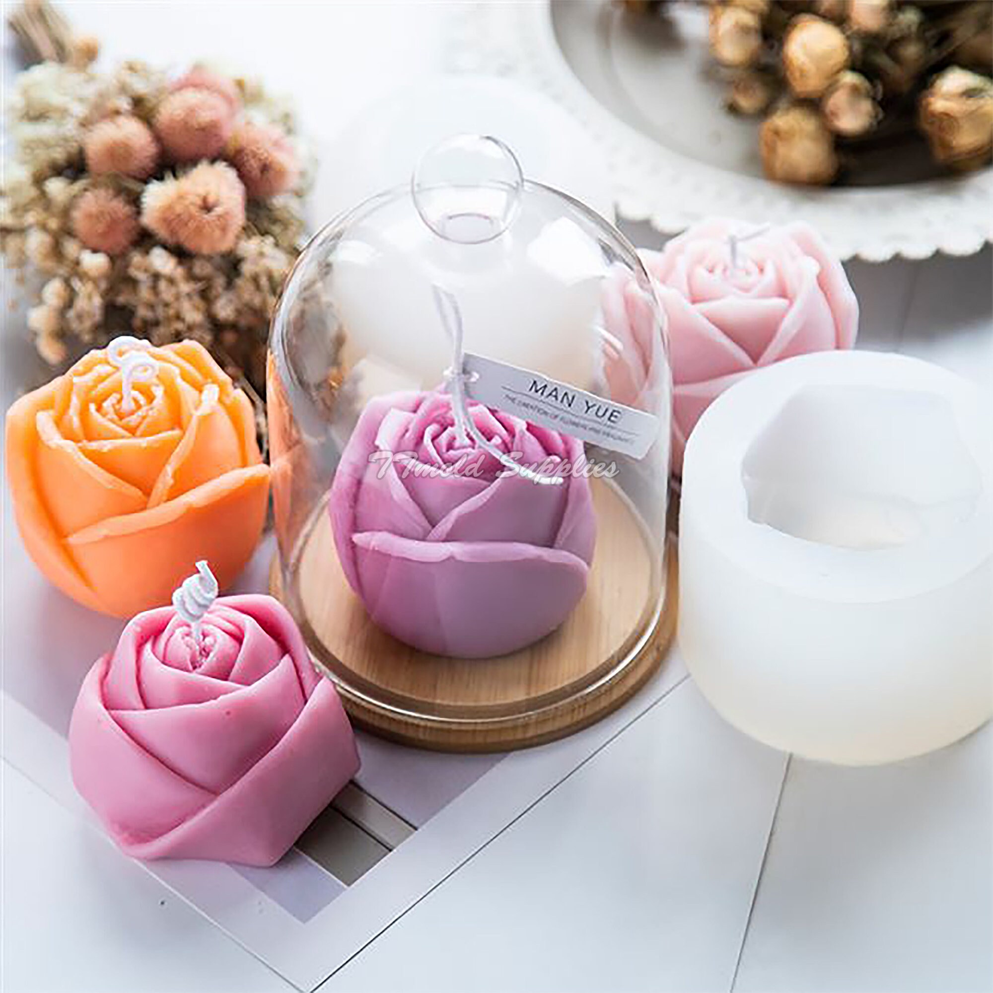 Rose Candle Silicone Mold Small Bud Chocolate Mousse Mold 3D Etsy