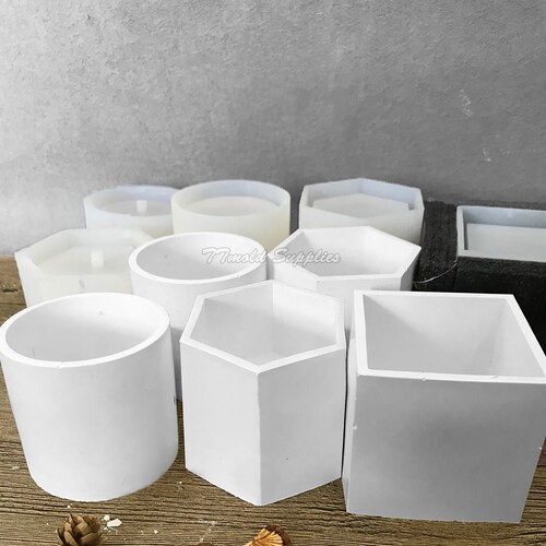 Moule en silicone pour pots de fleurs multi-viandes : Grand tube de stylo, moule en résine époxy pour pot de fleurs en céramique