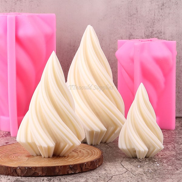 Spiral Triangle Candle Silicone Mold, Whirl Triangle cone Candle mold,  Rotating Column Gypsum Resin Mould