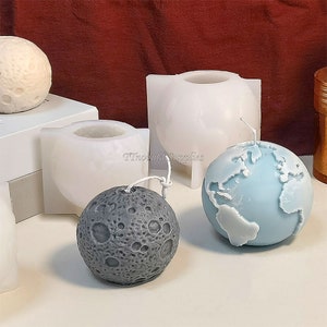 3D Moon Planet Aroma Candle Silicone Mould Creative Earth Planet Plaster Resin Crafts Decor Mold