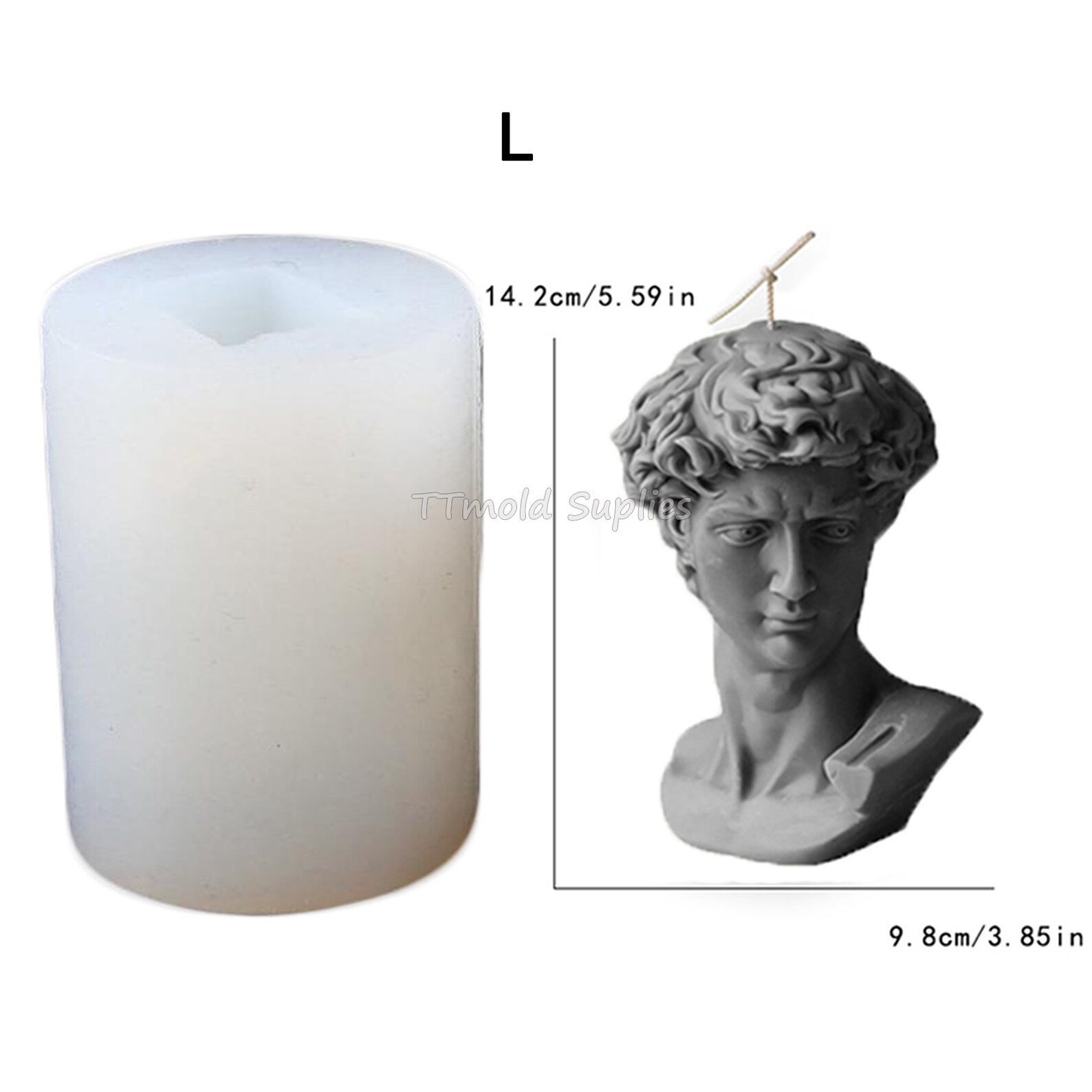David Statue Candle Silicone Mold Greek Portrait Candle Mold Etsy