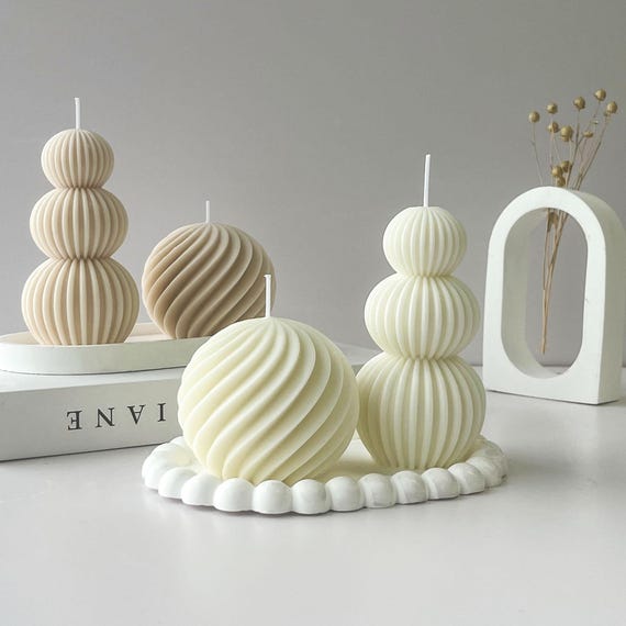 Scandinavian Wave Ball Art Aromatherapy Candle Mold DIY Creative Geometric Ball Candle Gift Silicone Mold