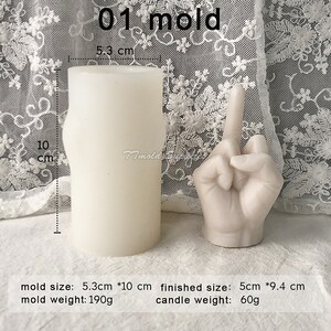 Medium Finger Finger Candle Silicone Mold, Ok Hand Gesture Plaster Mold, Victory Finger Cement Mold 01 mold