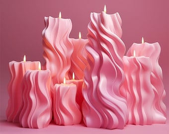 3D Wave Pillar Candle Silicone Mold, DIY Rotating Cylinder Plaster Ornament Mould