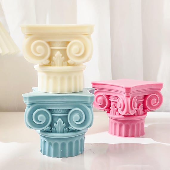 Large Roman Pillar Head Aroma Candle Silicone Mould DIY Greek Architecture Home Decoration Plaster Cement Table Mold