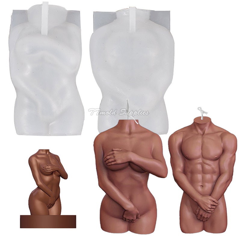 Male and Female Body Candle Silicone Mold, Abstract human body Candle Mold, Body Soap Mold image 4