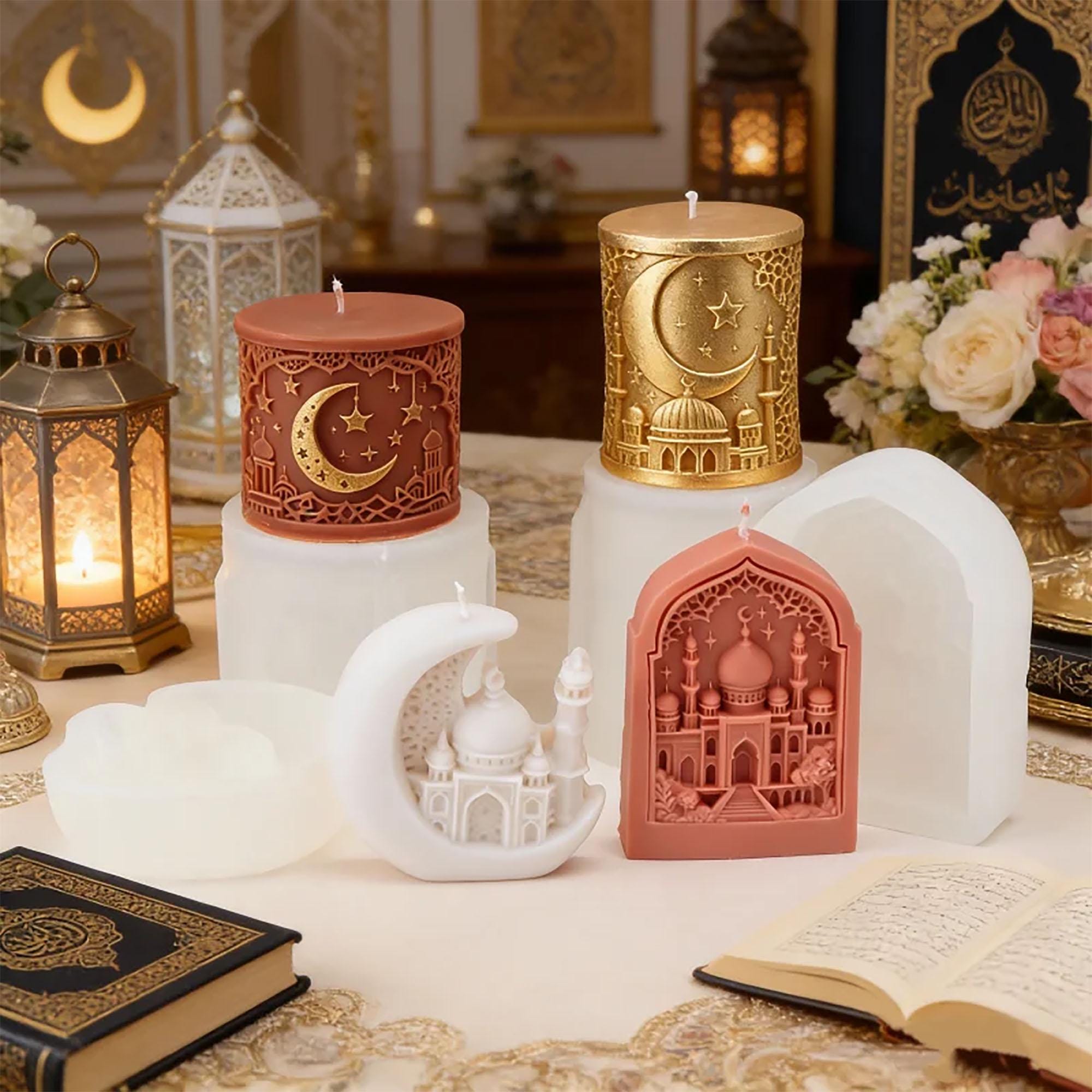 Moon and Star Cylindrical Candle Silicone Mold : DIY Embossed