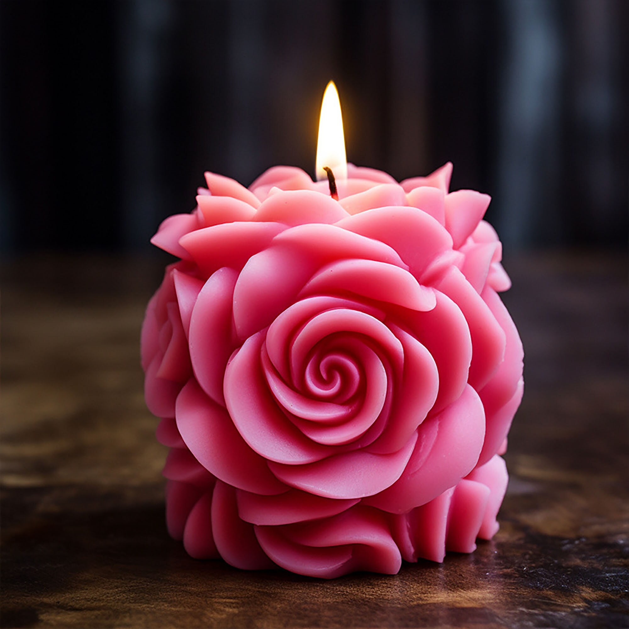 Valentines Day Candle Molds DIY 3D Rose Relief Cylinder Round Ball Shape  Silicone Wax Mould for