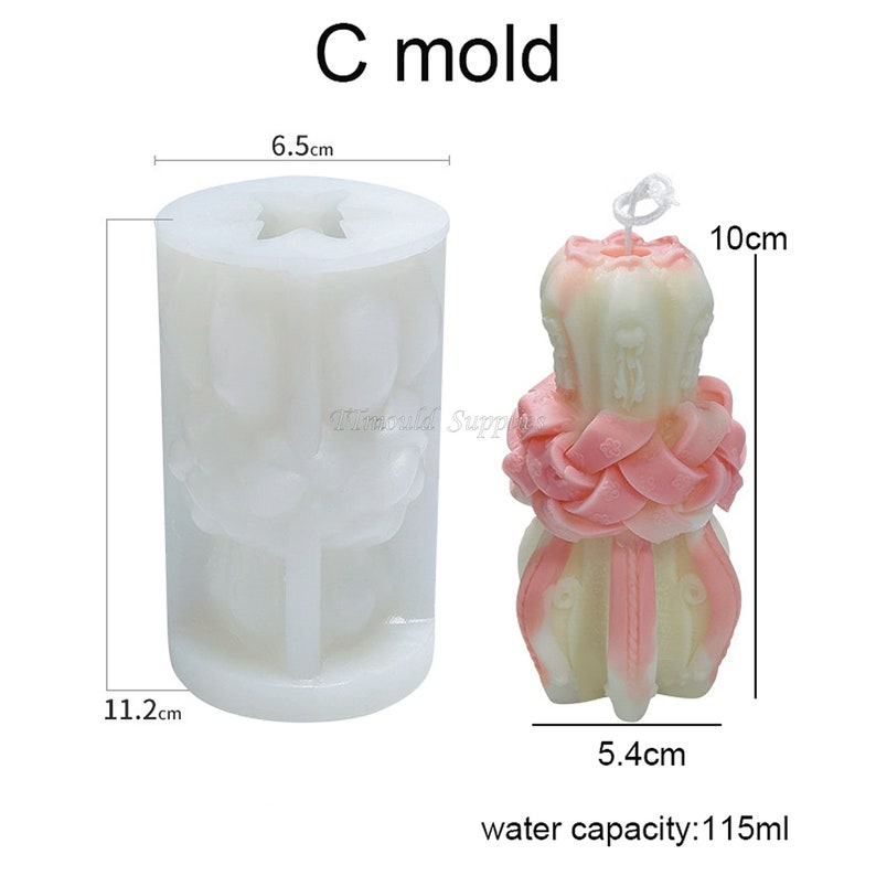 Vine Carving Pillar Aromatherapy Candle Silicone Mold for Handmade Candles Home Aromatherapy Decorations C mold