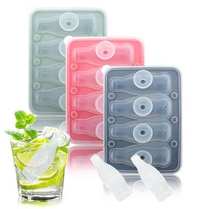 Coke Bottle Shape Ice Compartment Household Ice Cube Silicone Mold Whiskey Ice Maker with Lid Easy Release Food Grade Mold