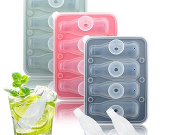 Coke Bottle Ice Cube Silicone Mold: Whiskey Home Ice Box with Lid