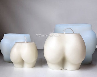 3D Female Buttocks Candle Silicone Mold: Art Body Ass Plaster Candle Craft