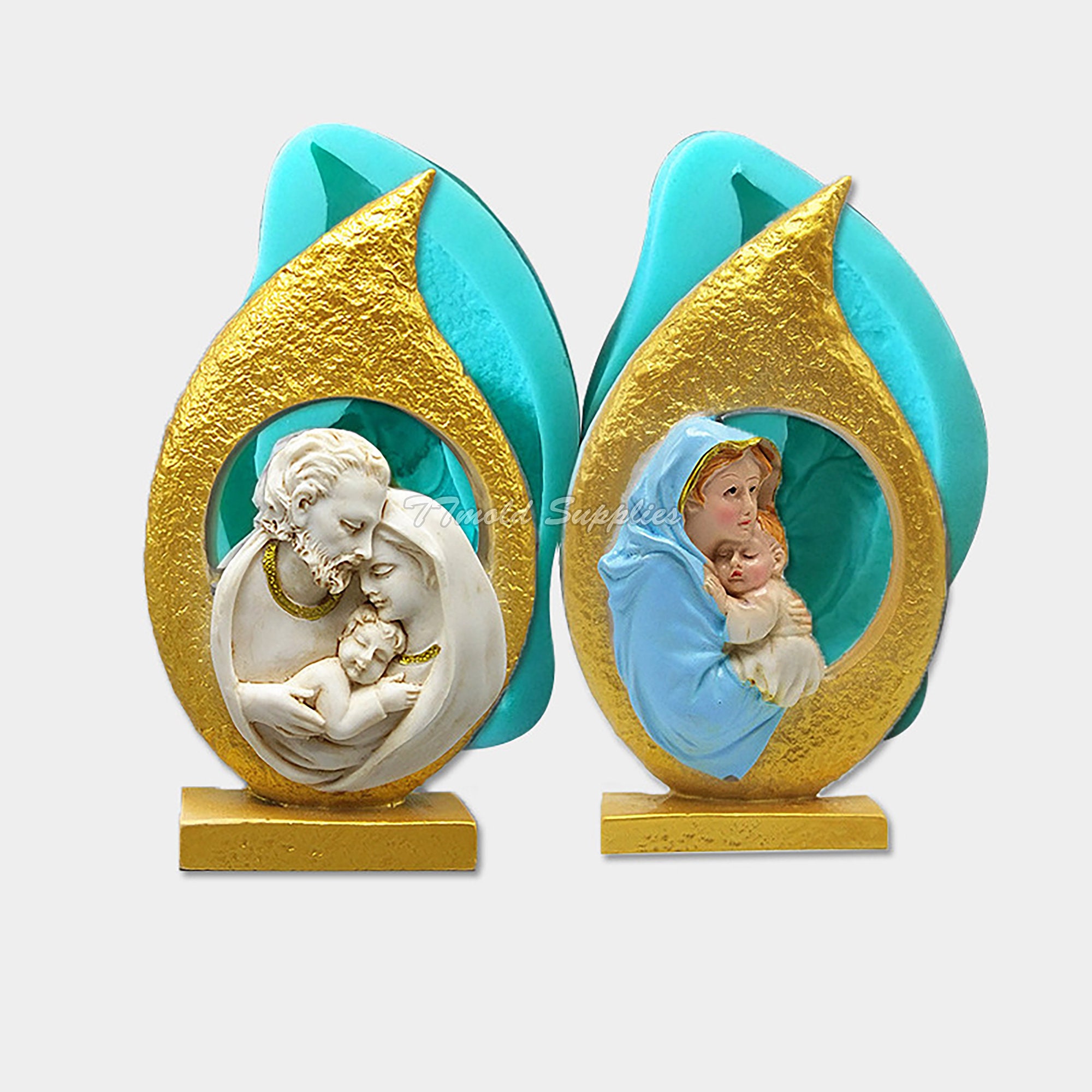 Virgin Mary & Jesus Statue Cement Mold Christian Ornaments Etsy