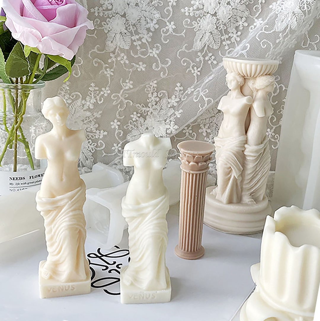 Stampi In Silicone Per Statue Sacre Three-head Venus Candle Silicone Mold, Greek Statue Scented Candle Mold