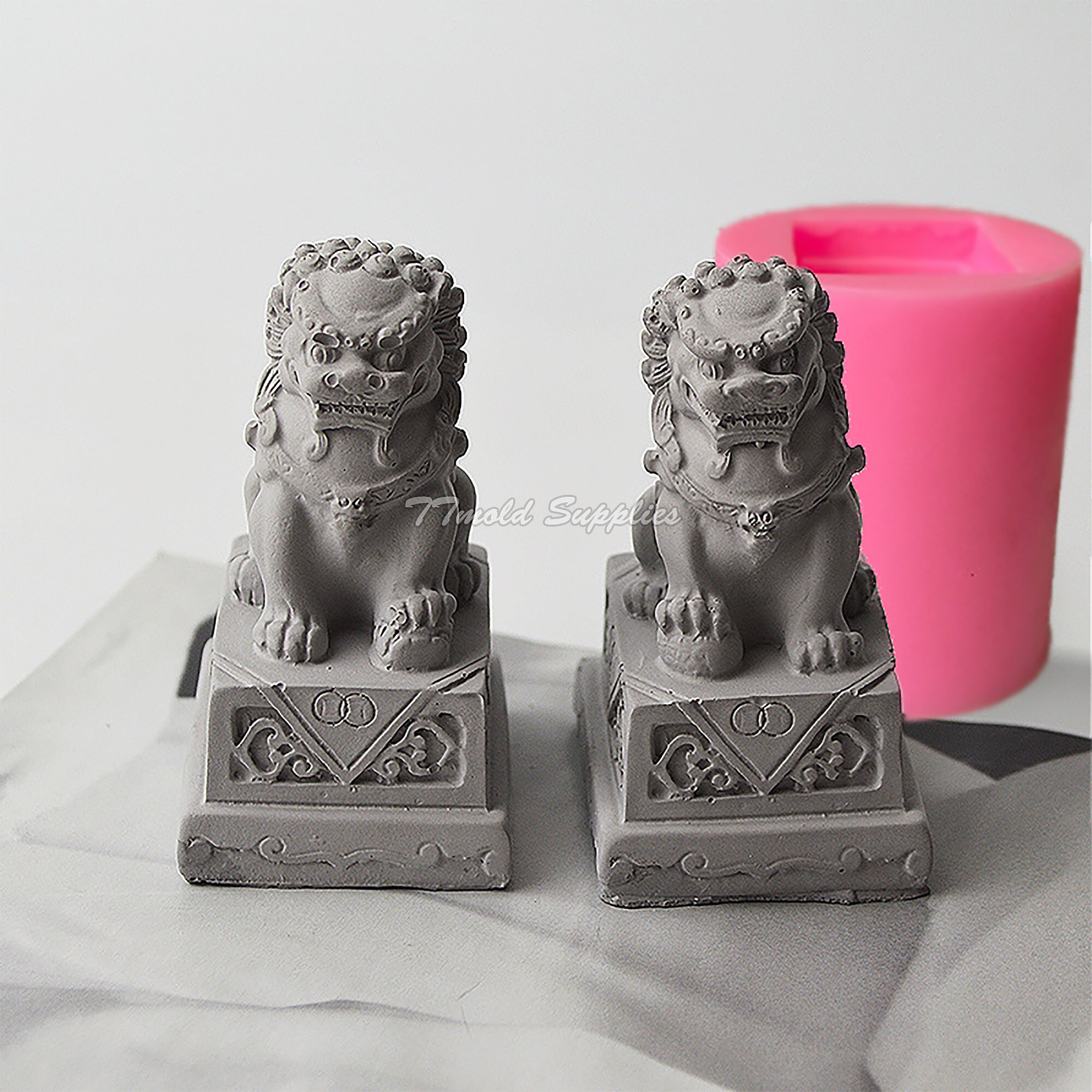 Stone Lion Cement Silicone Mold Lucky Decoration Concrete Etsy