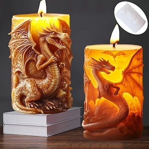 Flying Dragon Relief Cylindrical Aroma Candle Silicone Mold DIY Unfolded Wings Dragon Relief Pillar Candle Gypsum Ornament  Mold