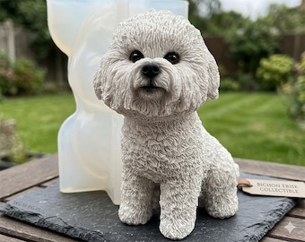 Bichon Frise Aroma Candle Silicone Mold,Puppy Plaster Resin Home Crafts Mould