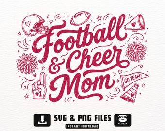 Football and Cheer Mom svg, png dxf Files, Instant DOWNLOAD for Cricut, Football Mom svg, Cheer Mom Shirt svg, Game Day svg, Cheer svg