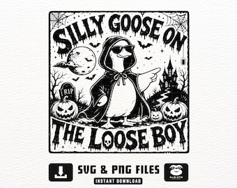 Silly Goose On The Loose Boy SVG, Funny Halloween Goose Design, Spooky Goose Shirt, Halloween SVG, Cute Goose Cricut, Instant Download