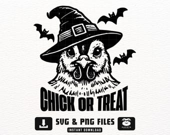 Chick or Treat SVG, Cute Halloween Chicken Ghost, Ghost Chickens PNG, Farm Animal SVG, Fall Chicken Shirt Design,