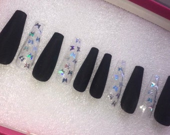 Black Coffin Nails Etsy