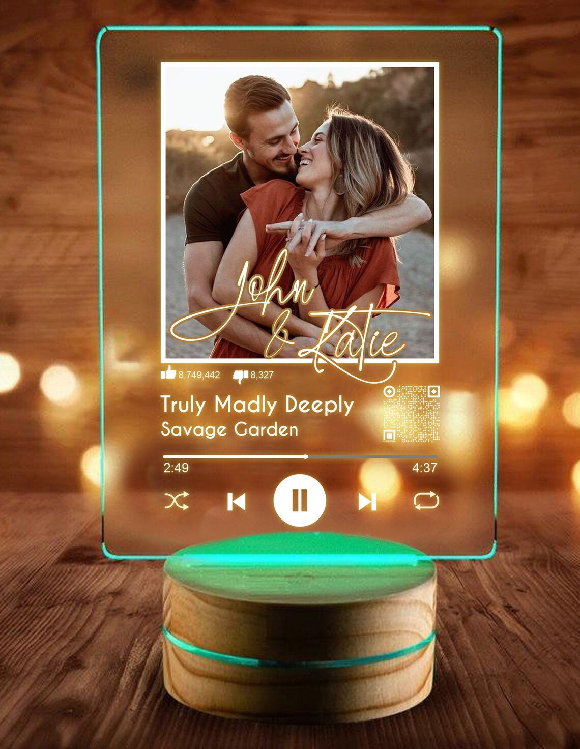 QR code couples light personalised song light lamp song Etsy