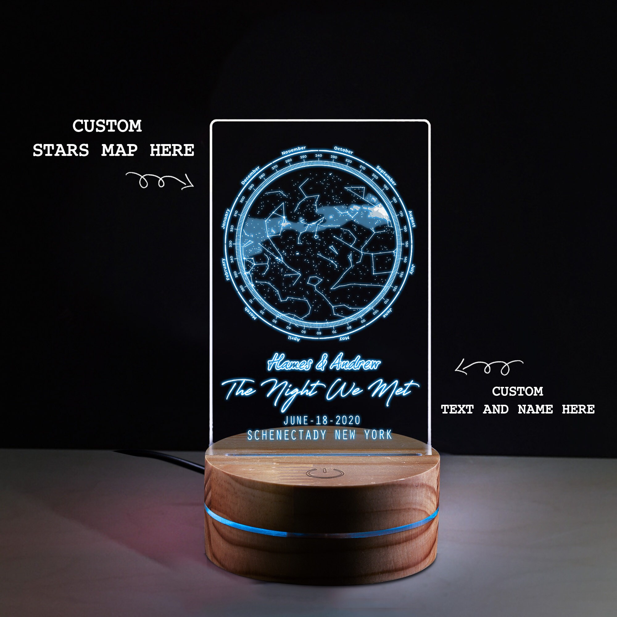 Night sky light gift night we met couples gift personalised Etsy