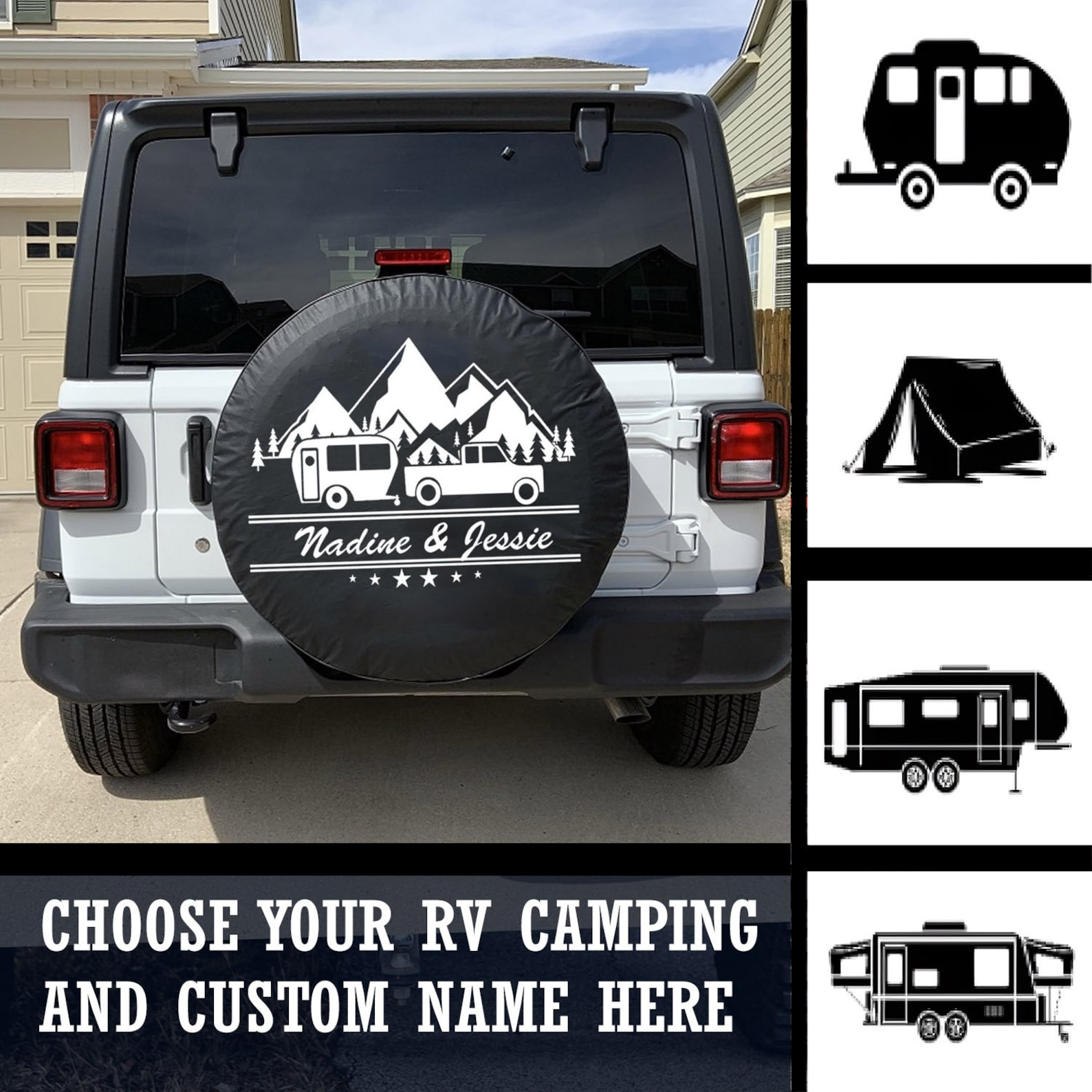 Couple campers RV custom camping custom spare tire cover Etsy