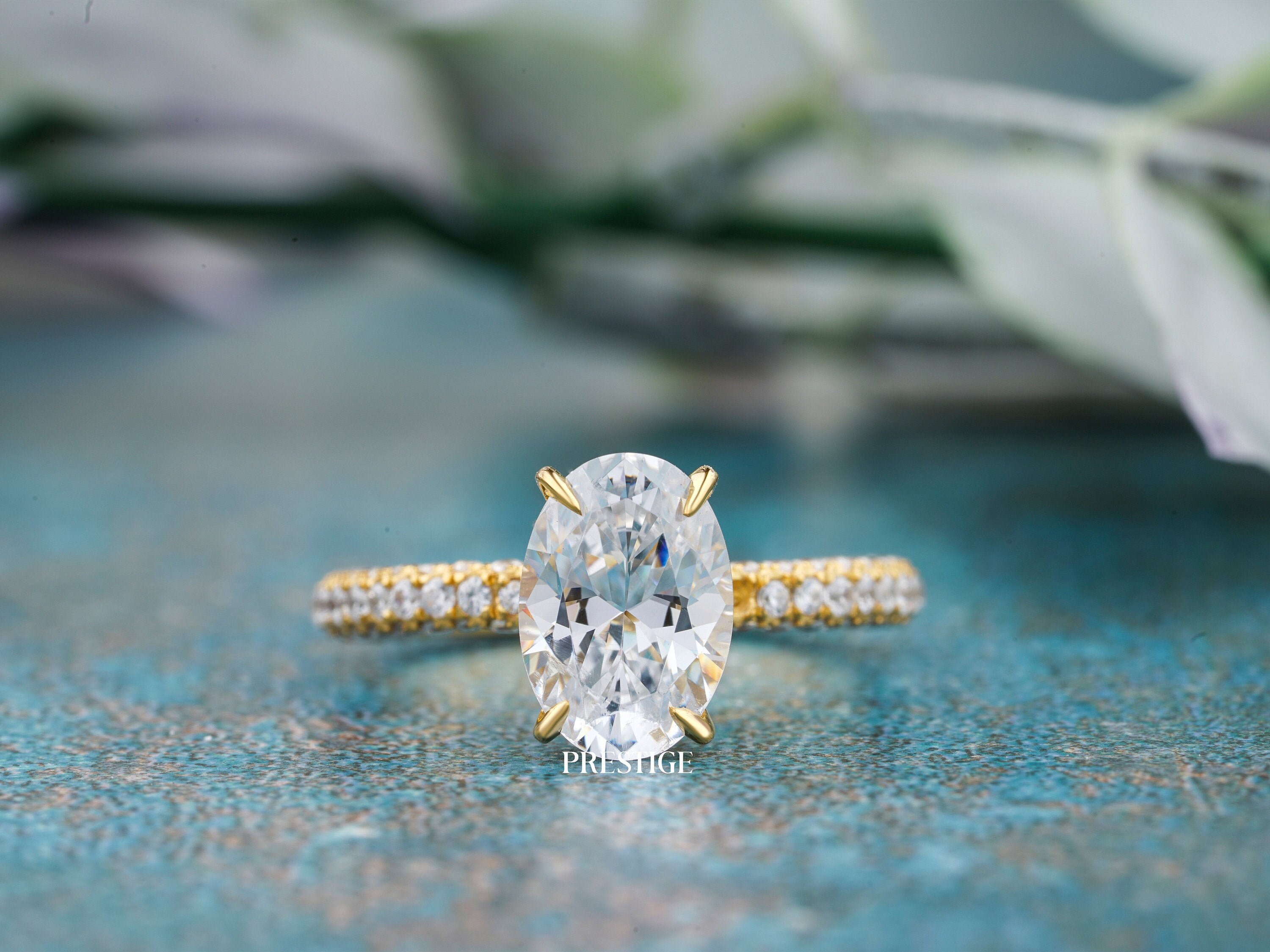 2 CT Oval Cut Engagement Ring 14k/18k Yellow Gold Elongated Etsy