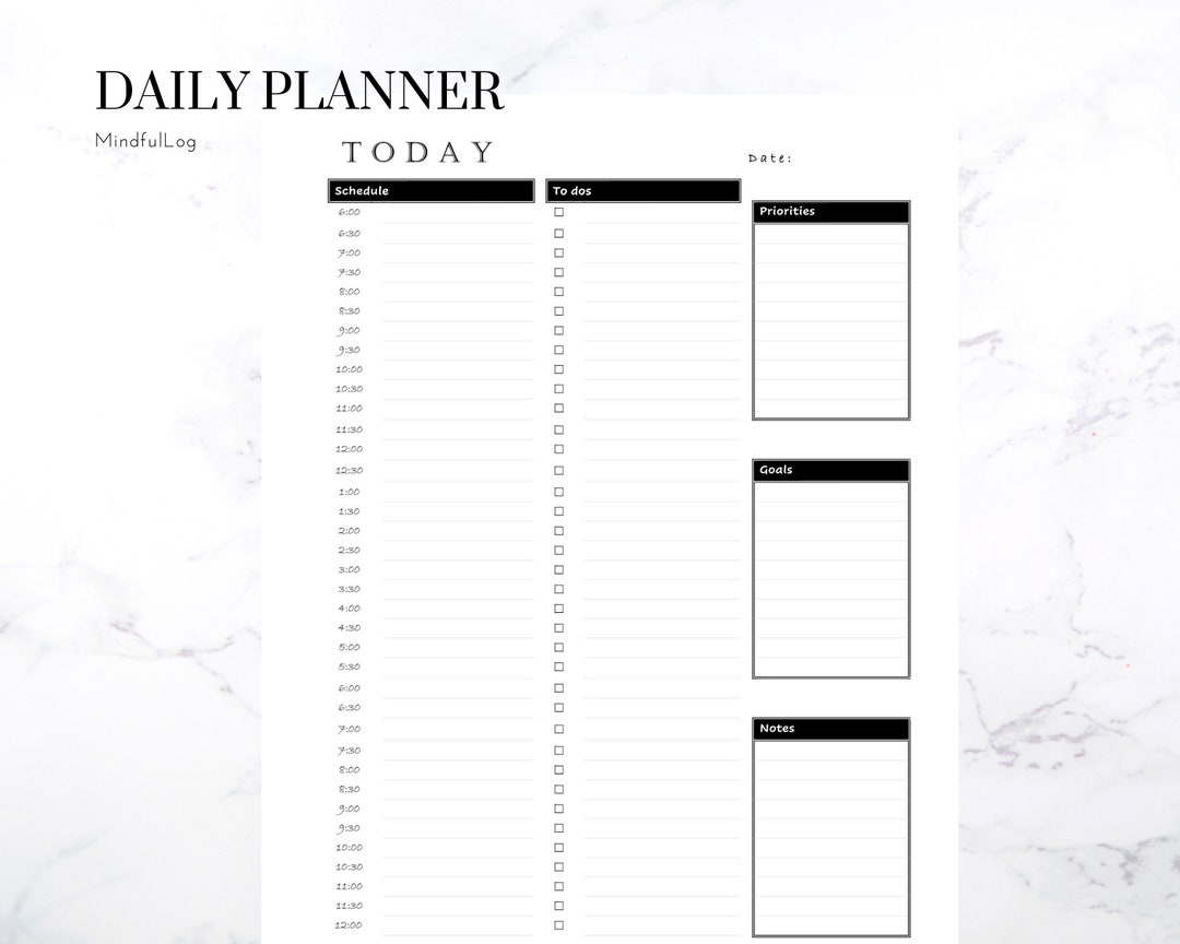 Daily Planner | Printable PDF | Instant Download | Daily Schedule | to ...