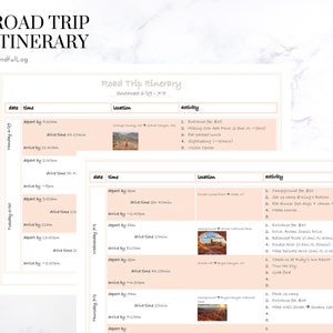 Road Trip Itinerary | Printable PDF | Instant Download | Road Trip Planner | Travel | Trip Planner | National Park | Vacation | Travel Diary