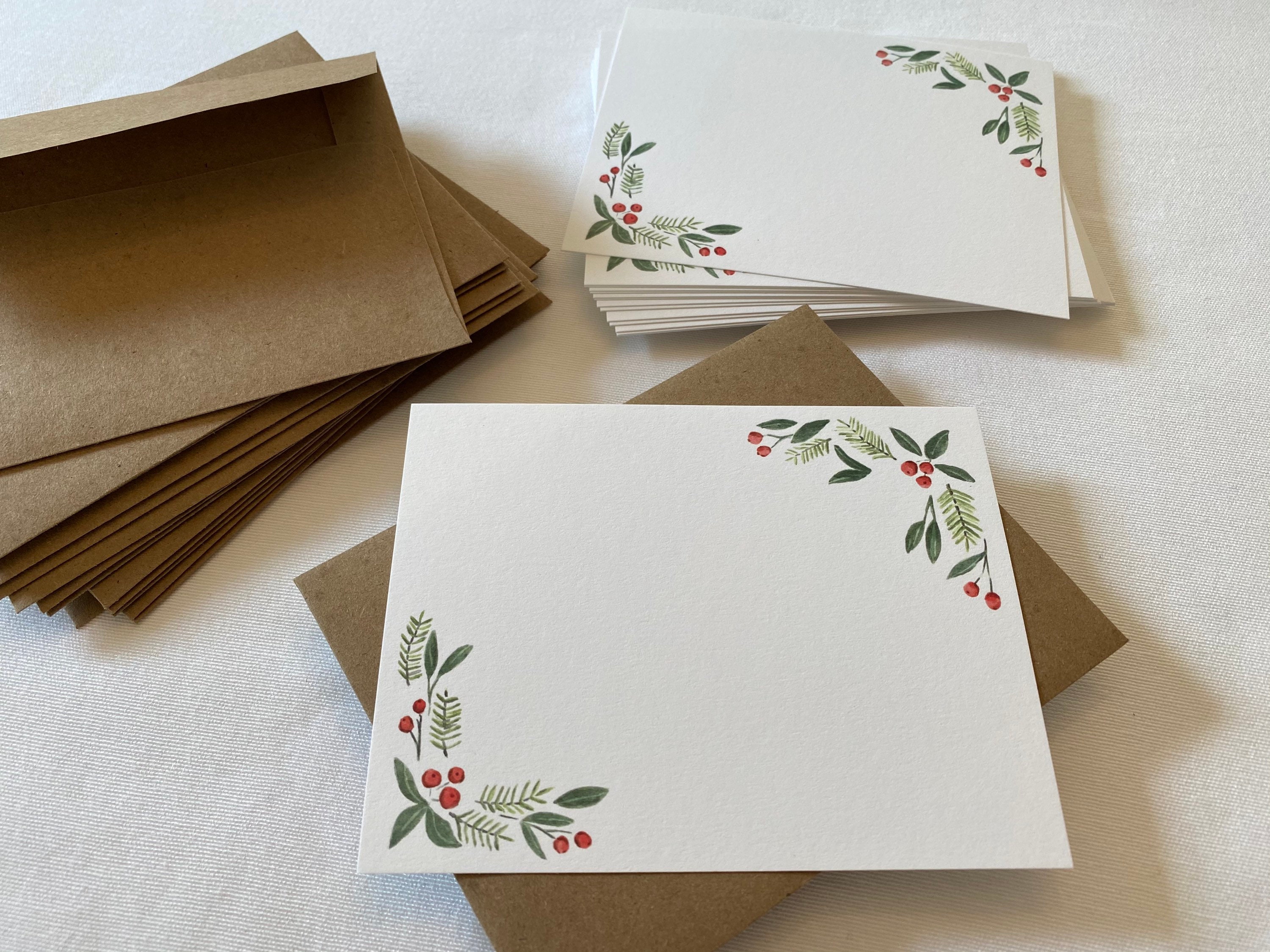 10 Flat Christmas Note Card Set| Set of 10 Cards and Envelopes ...