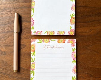 Preorder, Personalized Peony 50 page Mini Notepad