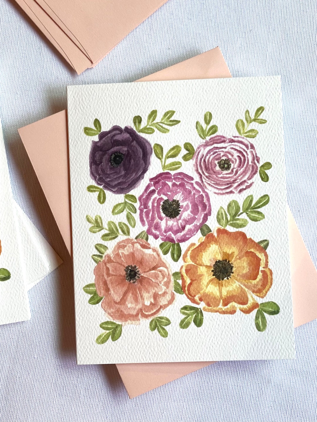 8 Blank Notecard Set, 4.25 X 5.5 Floral Folded Notecard Set of 8 Cards ...