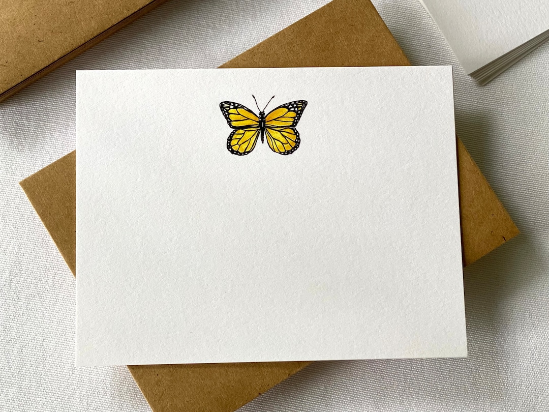 12 Flat Monarch Butterfly Notecards, Set of 12 Flat Watercolor ...