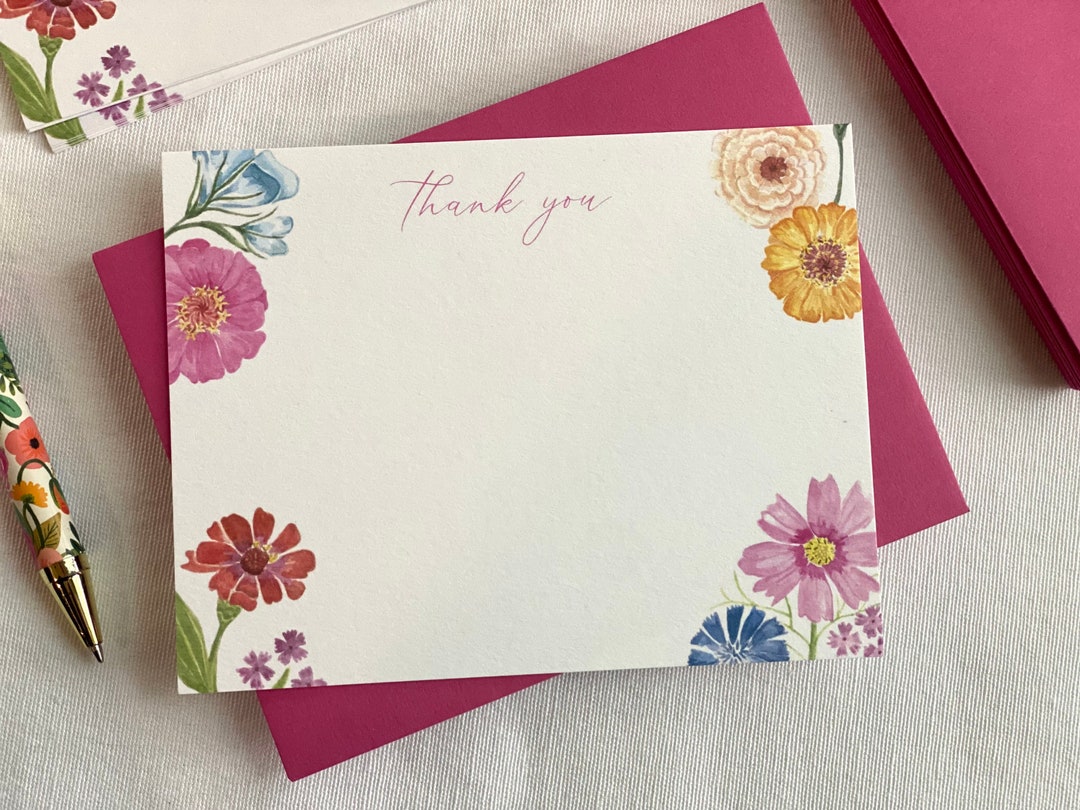 10 Thank You Notes, Flat Card Set of 10 Note Cards and Envelopes ...