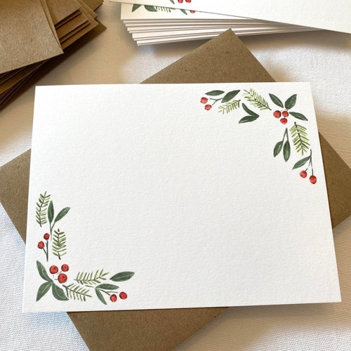 15 Flat Christmas Note Card Set Set of 15 Cards and Envelopes | Etsy